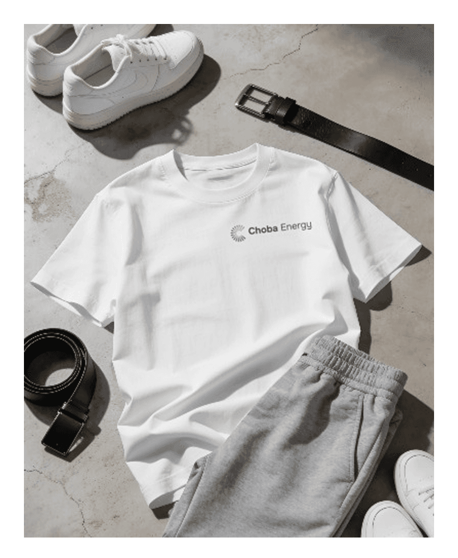 Choba Energy logo on a branded t-shirt